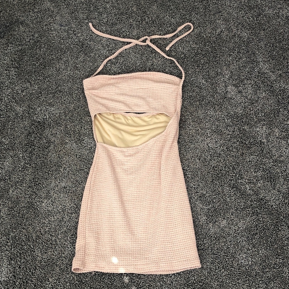 Halter Mini Dress with Cutout